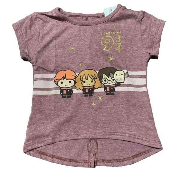 Harry Potter 9 3/4 Maroon Harry Hermione Ron Gold Glitter Accents New Tags 5T - Picture 1 of 9